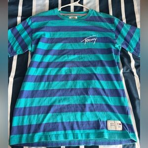 Tommy Hilfiger Teal and Navy Striped Tee